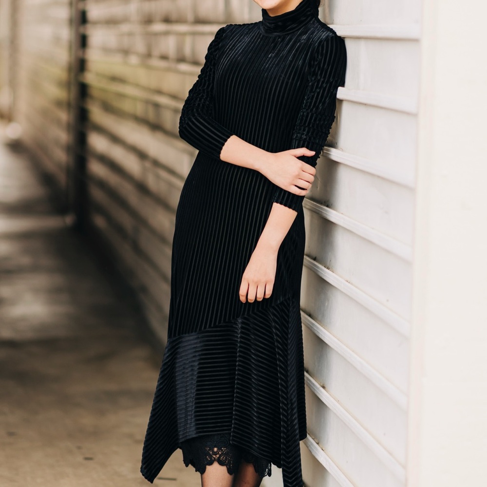 ASOS Design burnout velvet midi dress with hanky hem